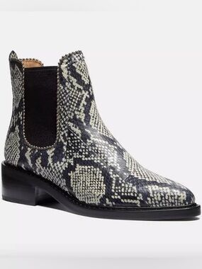 COACH Bowery Bootie In Snakeskin